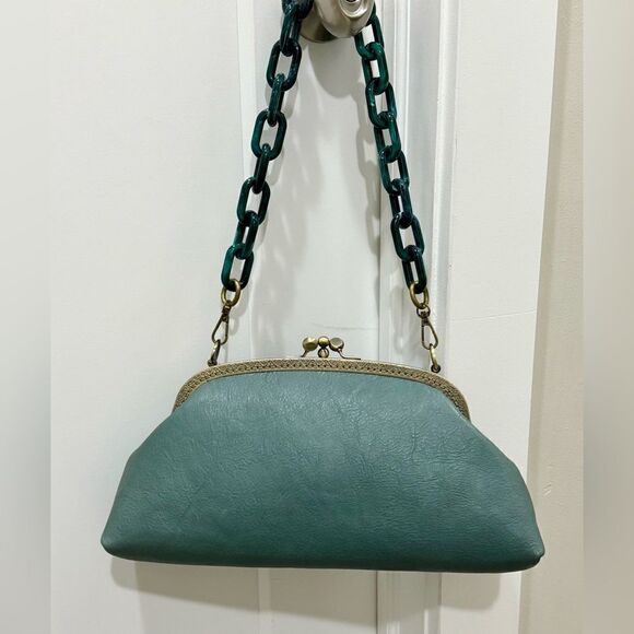 Handsewn Genuine Premium Leather Double Kiss-lock Clutch/Shoulder Bag/Crossbody - Picture 2 of 16